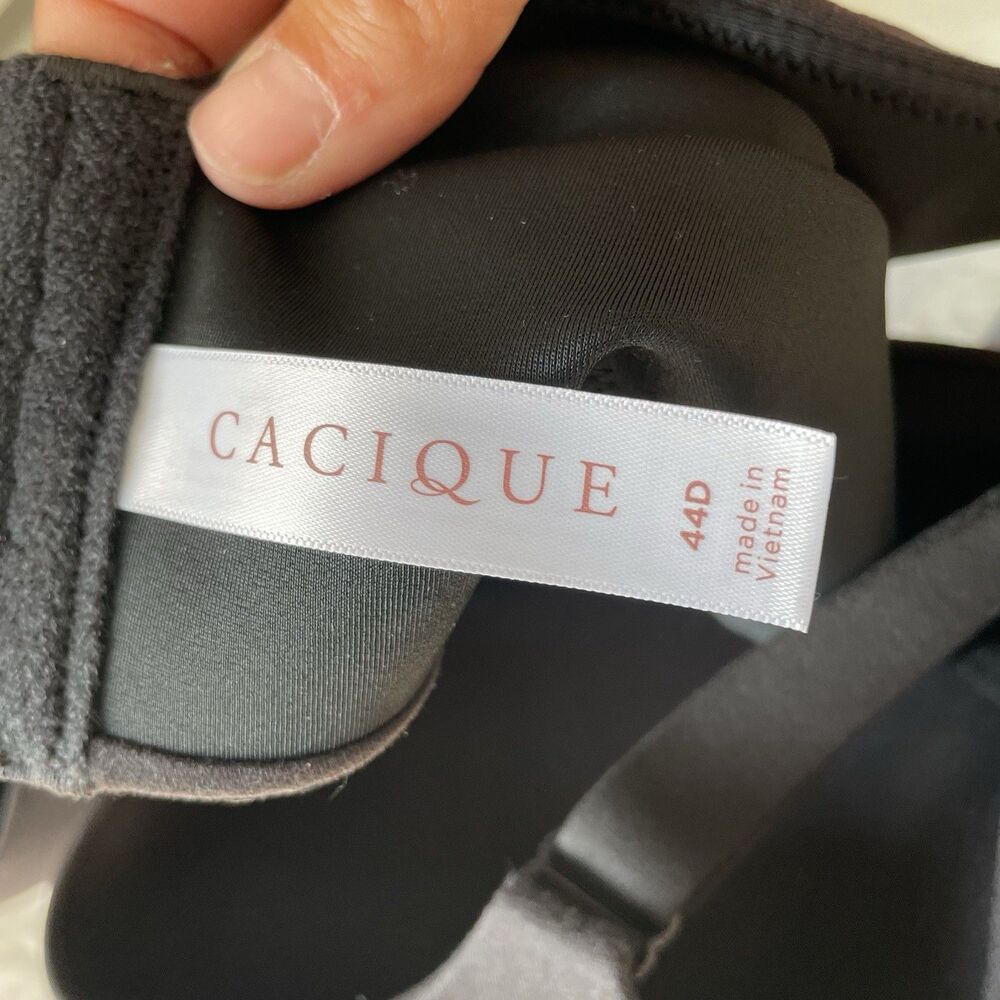 Cacique Back Smoother Lightly Lined Balconette Underwire Bra Black Size 44D NEW - Picture 7 of 10